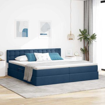 vidaXL Lova su daiktų laikymo vieta ir čiužiniu Mėlyna 200 x 200 cm