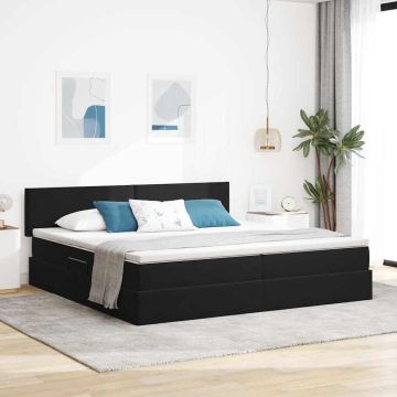 vidaXL Saugos lova su čiužiniu su saugykla Juoda 200 x 200 cm Aksomas
