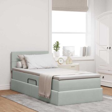 vidaXL Saugos lova su čiužiniu Šviesiai pilka 90 x 190 cm Aksomas