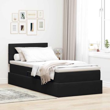 vidaXL Saugos lova su čiužiniu su galvūgalio Juoda 90 x 200 cm Aksomas