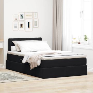 vidaXL Saugos lova su čiužiniu su saugykla Juoda 120 x 190 cm Aksomas