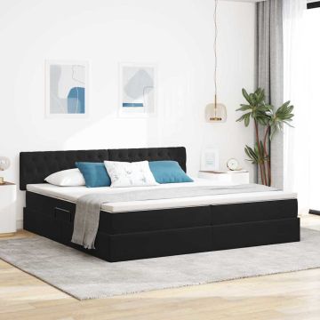 vidaXL Saugos lova su čiužiniu su saugykla Juoda 200 x 200 cm Aksomas