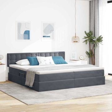 vidaXL Saugos lova su čiužiniu Tamsiai pilka 200 x 200 cm Aksomas