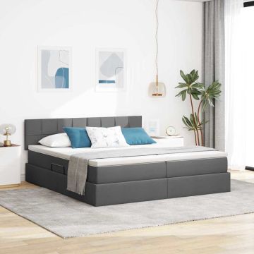 vidaXL Saugos lova su čiužiniu Tamsiai pilka 180 x 200 cm Dirbtinė oda