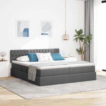 vidaXL Saugos lova su čiužiniu Tamsiai pilka 180 x 200 cm Dirbtinė oda