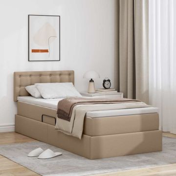 vidaXL Lova su daiktų laikymo vieta ir LED su LED Kapučino 90 x 190 cm