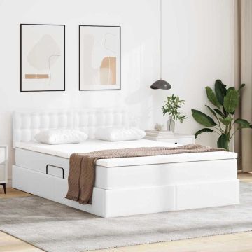 vidaXL Lova su daiktų laikymo vieta ir LED Švari balta 140 x 200 cm