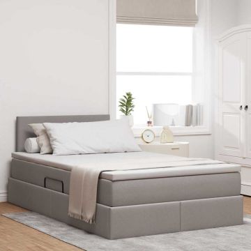 vidaXL Lova su daiktų laikymo vieta ir LED Taupe 120 x 190 cm audinys