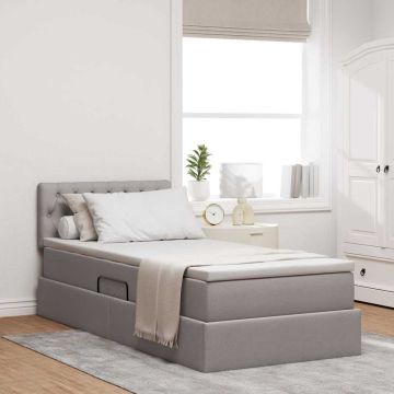 vidaXL Lova su daiktų laikymo vieta ir LED Taupe 90 x 190 cm audinys