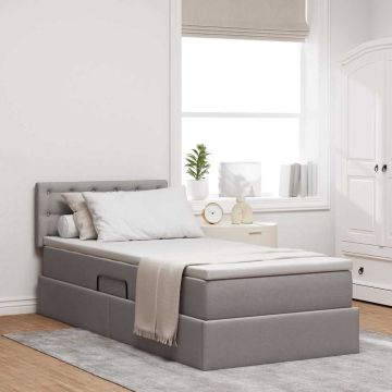 vidaXL Lova su daiktų laikymo vieta ir LED Taupe 100 x 200 cm audinys