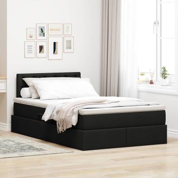 vidaXL Lova su daiktų laikymo vieta ir LED Juoda 120 x 190 cm audinys