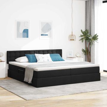 vidaXL Lova su daiktų laikymo vieta ir LED Juoda 200 x 200 cm audinys