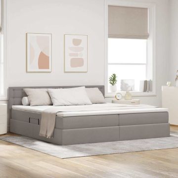 vidaXL Lova su daiktų laikymo vieta ir LED Taupe 200 x 200 cm audinys
