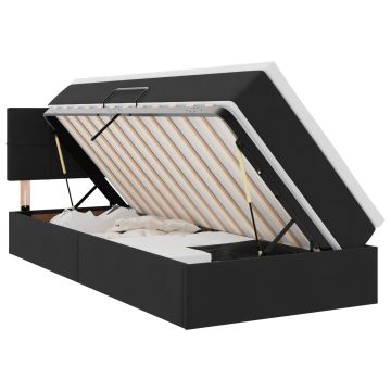 vidaXL Lova su daiktų laikymo vieta ir LED Juoda 90 x 190 cm Aksomas