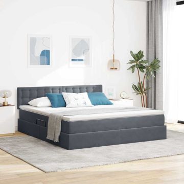vidaXL Lova su daiktų laikymo vieta ir LED Tamsiai pilka 160 x 200 cm