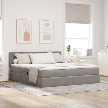 vidaXL Lova su LED juostelių žibintais Taupe 180 x 200 cm audinys