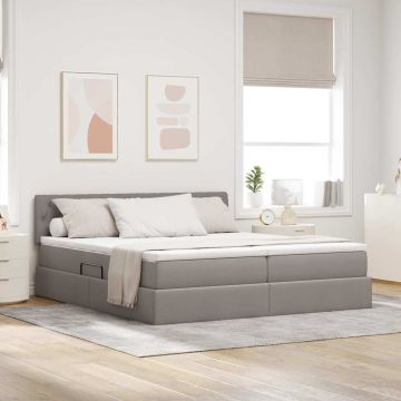 vidaXL Lova su LED juostelių žibintais Taupe 200 x 200 cm audinys