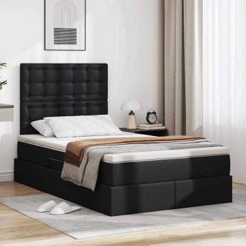 vidaXL Saugos lova su čiužiniu Juoda 120 x 190 cm Dirbtinė oda