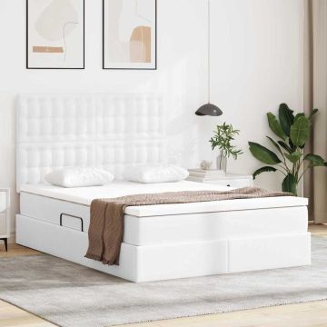 vidaXL Saugos lova su čiužiniu Švari balta 140 x 190 cm Dirbtinė oda
