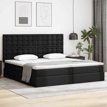 vidaXL Saugos lova su čiužiniu Juoda 200 x 200 cm Dirbtinė oda