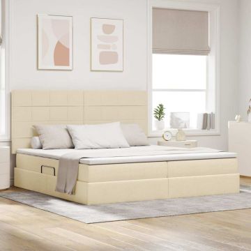 vidaXL Lova su daiktų laikymo vieta ir čiužiniu Kremas 200 x 200 cm