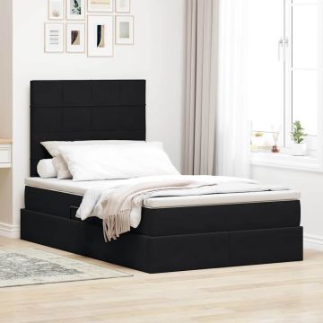 vidaXL Lova su daiktų laikymo vieta ir čiužiniu Juoda 120 x 200 cm