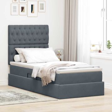 vidaXL Lova su daiktų laikymo vieta ir čiužiniu 100 x 200 cm Aksomas