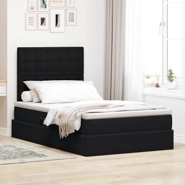 vidaXL Lova su daiktų laikymo vieta ir čiužiniu Juoda 120 x 200 cm
