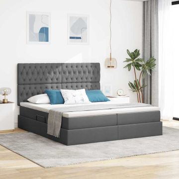 vidaXL Saugos lova su čiužiniu Tamsiai pilka 200 x 200 cm Dirbtinė oda
