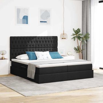 vidaXL Saugos lova su čiužiniu Juoda 200 x 200 cm Dirbtinė oda