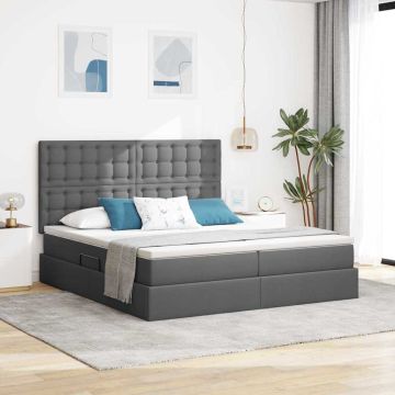 vidaXL Saugos lova su čiužiniu Tamsiai pilka 200 x 200 cm Dirbtinė oda