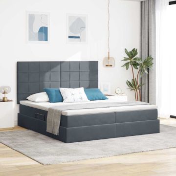 vidaXL Saugos lova su čiužiniu Tamsiai pilka 180 x 200 cm Aksomas