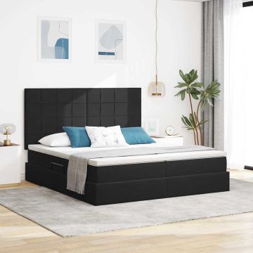 vidaXL Saugos lova su čiužiniu su saugykla Juoda 200 x 200 cm Aksomas
