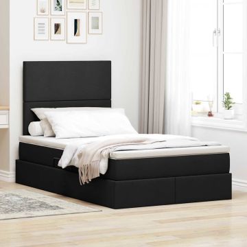 vidaXL Lova su daiktų laikymo vieta ir LED su LED Juoda 120 x 190 cm
