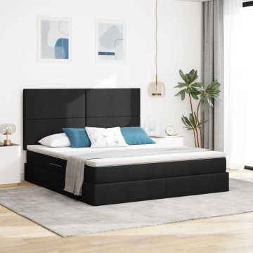 vidaXL Lova su daiktų laikymo vieta ir LED su LED Juoda 180 x 200 cm