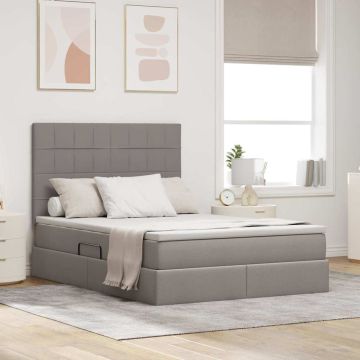 vidaXL Lova su daiktų laikymo vieta ir LED su LED Taupe 140 x 190 cm
