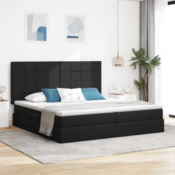 vidaXL Lova su daiktų laikymo vieta ir LED su LED Juoda 200 x 200 cm