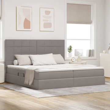 vidaXL Lova su daiktų laikymo vieta ir LED su LED Taupe 200 x 200 cm