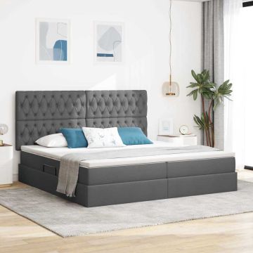 vidaXL Lova su daiktų laikymo vieta ir LED Tamsiai pilka 200 x 200 cm