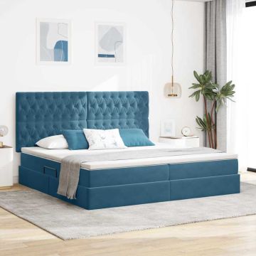 vidaXL Lova su daiktų laikymo vieta ir LED Tamsiai mėlyna 200 x 200 cm