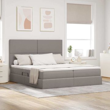 vidaXL Lova su LED juostelių žibintais Taupe 200 x 200 cm audinys