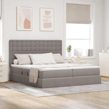vidaXL Lova su LED juostelių žibintais Taupe 200 x 200 cm audinys