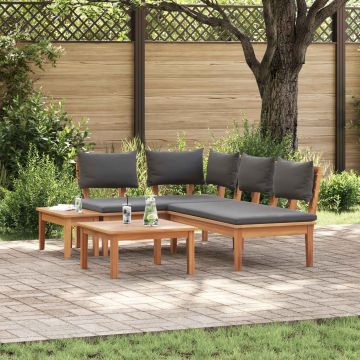 vidaXL Sodo Sofų Rinkinys 4 pcs Ruda ir pilka