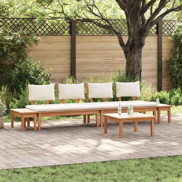 vidaXL Sodo Sofų Rinkinys 5 pcs Ruda ir grietinėlė