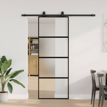 vidaXL Stumdomos durys su įrangos rinkiniu, juodas, 76x205 cm