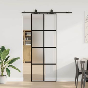 vidaXL Stumdomos durys su įrangos rinkiniu, juodas, 76x205 cm