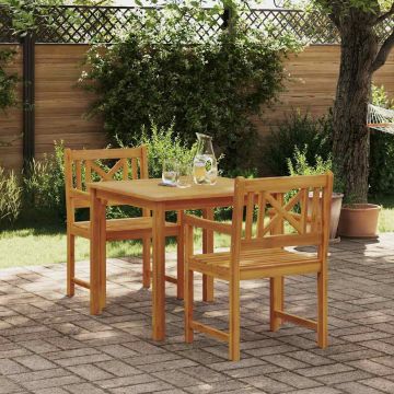 vidaXL Sodo valgomojo komplektas 3 pcs Ruda Akacijos medienos masyvas