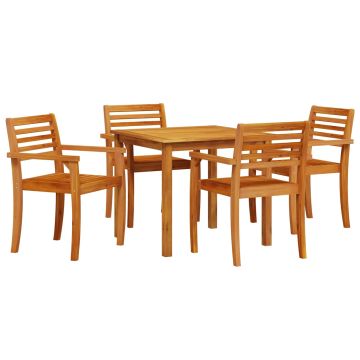 vidaXL Sodo valgomojo komplektas 5 pcs Ruda Kietos akacijos mediena