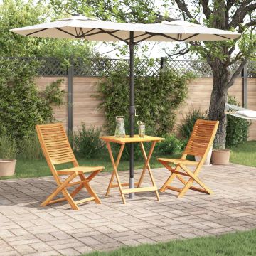 vidaXL Sulankstomas bistro rinkinys 3 pcs Ruda Kietos akacijos mediena