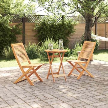vidaXL Sulankstomas bistro rinkinys 3 pcs Ruda Kietos akacijos mediena